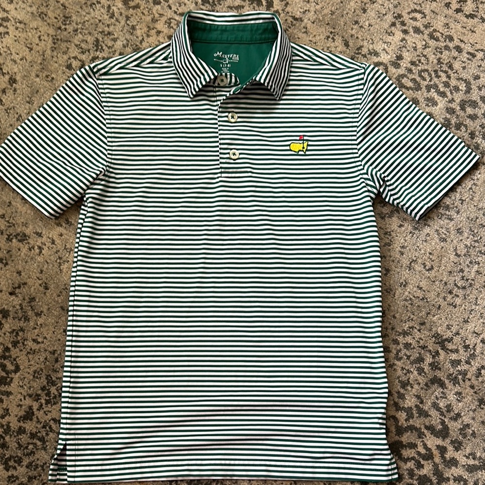 Masters Green and White Polo Shirt with Stripes